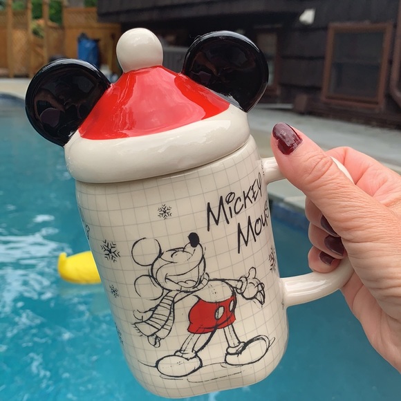New Disney Sketchbook Mickey Mouse Mug Santa lid - Picture 8 of 12